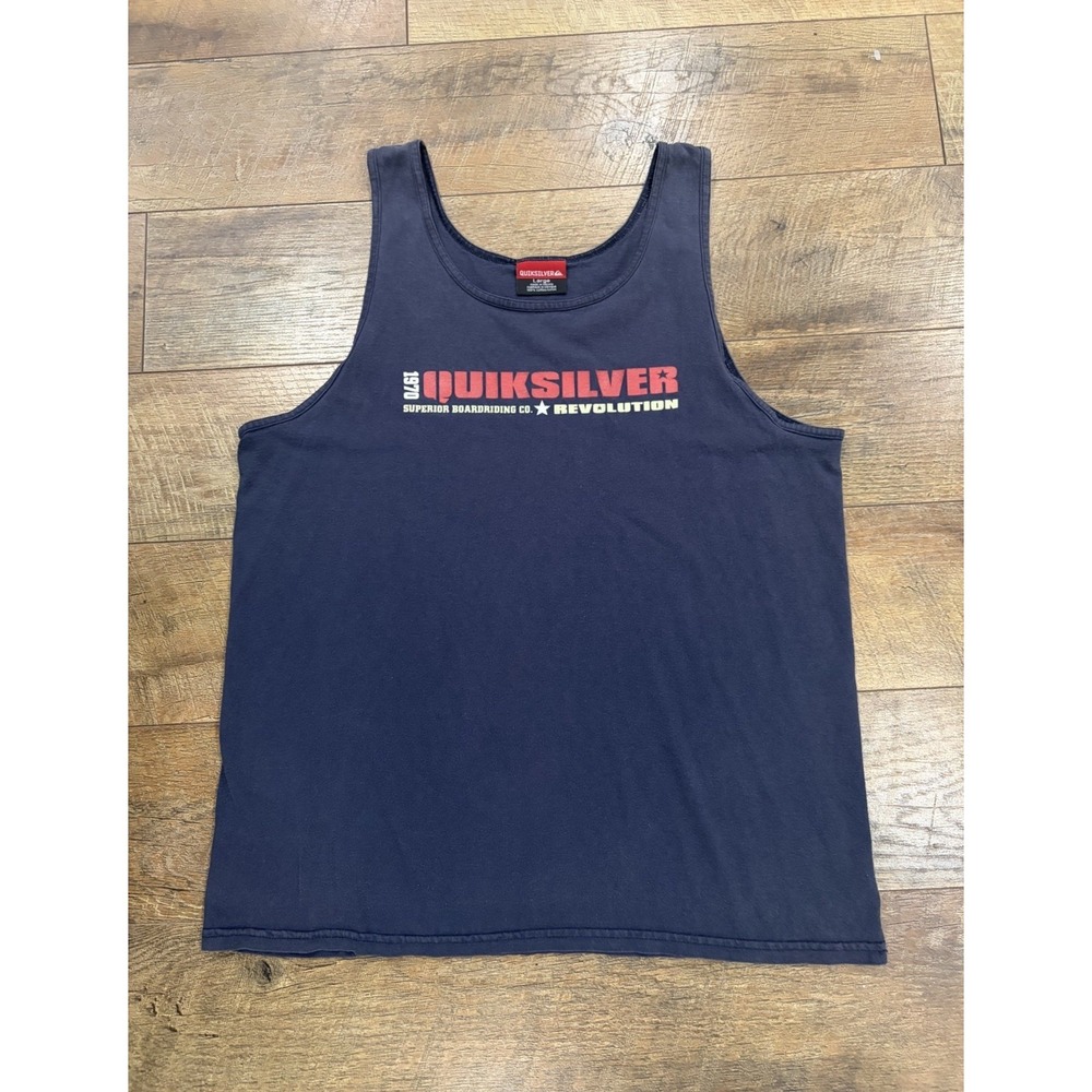 Vintage Y2k Quiksilver Tank Top Shirt Navy Blue Faded Large‎ 2000s Surfwear